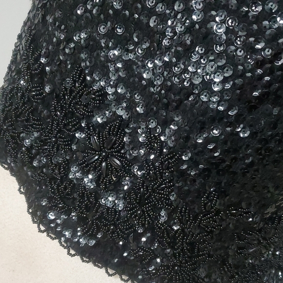 Stephen Chu Beaded Sweater Factory 100% Lamb's Wool Black Beaded Sleeveless Top - Picture 6 of 9
